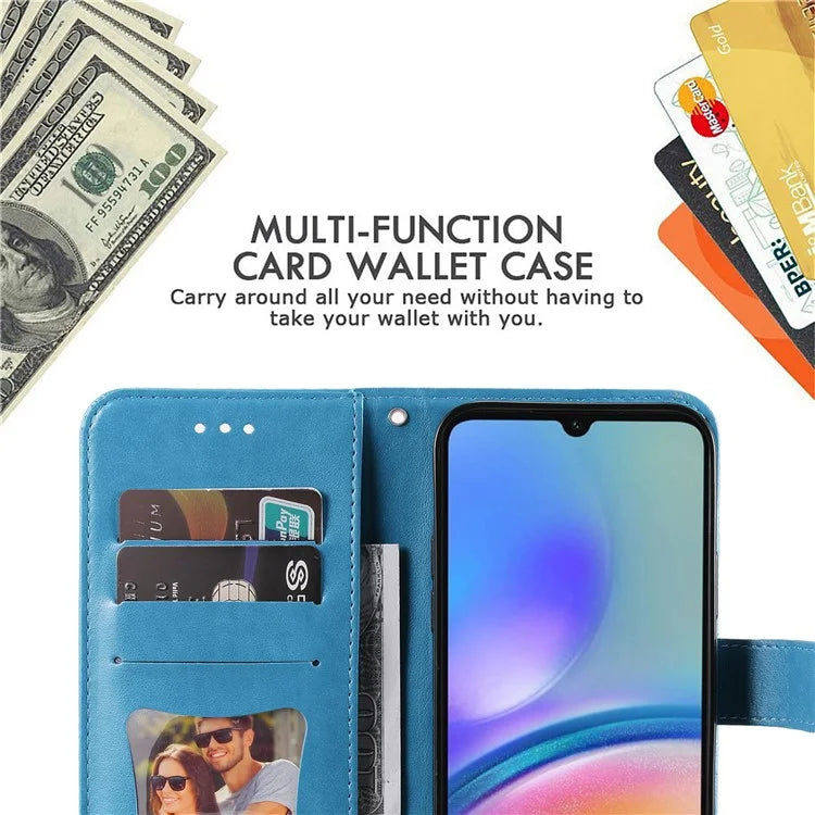 For Samsung Galaxy A05s 4G Imprinted PU Leather Case Cell Phone Shell Stand Wallet Cover
