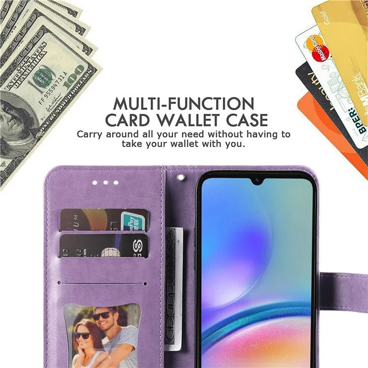 For Samsung Galaxy A05s 4G Imprinted PU Leather Case Cell Phone Shell Stand Wallet Cover