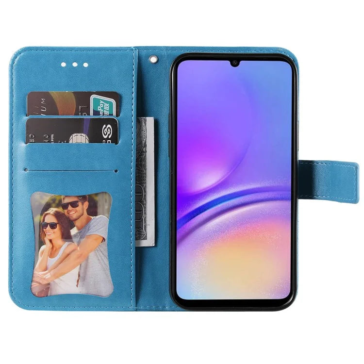 For Samsung Galaxy A05 4G Case Flower Imprinted PU Leather Wallet Cell Phone Cover