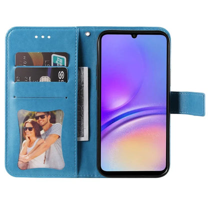For Samsung Galaxy A05 4G Case Flower Imprinted PU Leather Wallet Cell Phone Cover