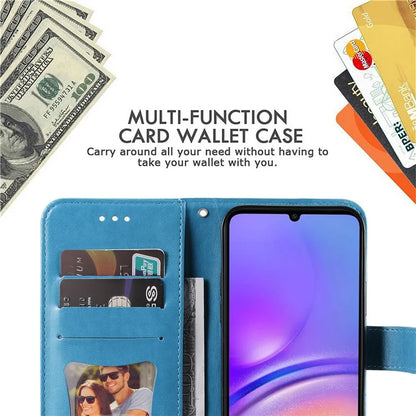 For Samsung Galaxy A05 4G Case Flower Imprinted PU Leather Wallet Cell Phone Cover