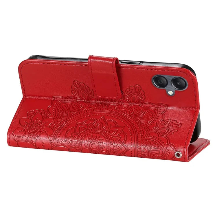 For Samsung Galaxy A05 4G Case Flower Imprinted PU Leather Wallet Cell Phone Cover