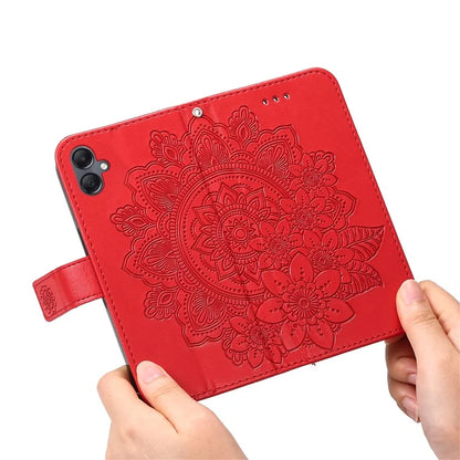 For Samsung Galaxy A05 4G Case Flower Imprinted PU Leather Wallet Cell Phone Cover