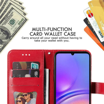 For Samsung Galaxy A05 4G Case Flower Imprinted PU Leather Wallet Cell Phone Cover