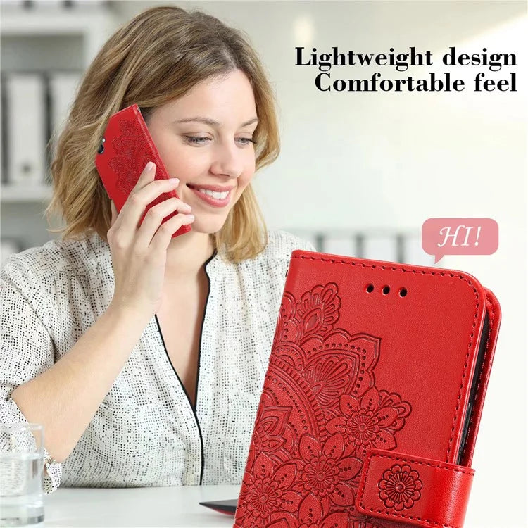 For Samsung Galaxy A05 4G Case Flower Imprinted PU Leather Wallet Cell Phone Cover