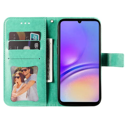For Samsung Galaxy A05 4G Case Flower Imprinted PU Leather Wallet Cell Phone Cover