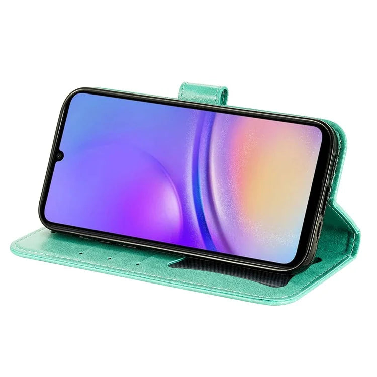 For Samsung Galaxy A05 4G Case Flower Imprinted PU Leather Wallet Cell Phone Cover