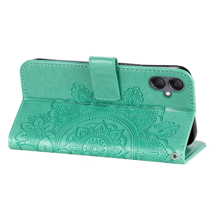 For Samsung Galaxy A05 4G Case Flower Imprinted PU Leather Wallet Cell Phone Cover