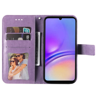 For Samsung Galaxy A05 4G Case Flower Imprinted PU Leather Wallet Cell Phone Cover