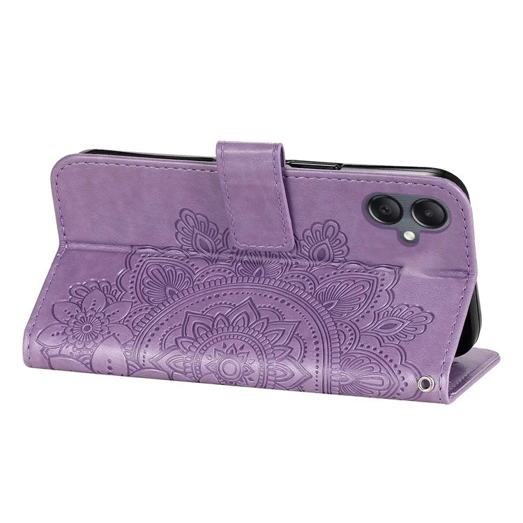 For Samsung Galaxy A05 4G Case Flower Imprinted PU Leather Wallet Cell Phone Cover
