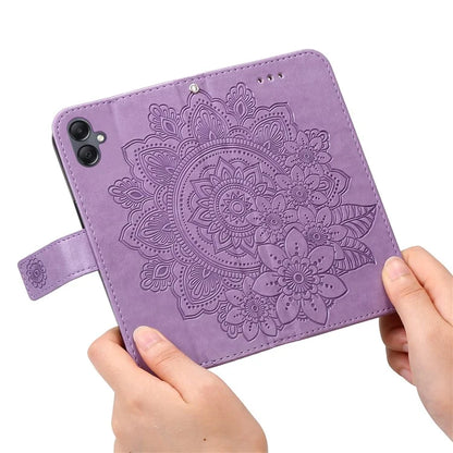 For Samsung Galaxy A05 4G Case Flower Imprinted PU Leather Wallet Cell Phone Cover
