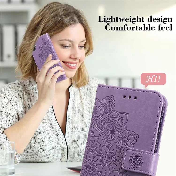 For Samsung Galaxy A05 4G Case Flower Imprinted PU Leather Wallet Cell Phone Cover