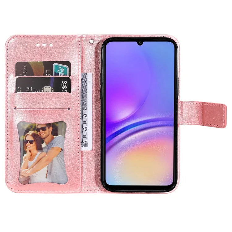 For Samsung Galaxy A05 4G Case Flower Imprinted PU Leather Wallet Cell Phone Cover