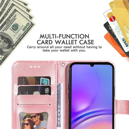 For Samsung Galaxy A05 4G Case Flower Imprinted PU Leather Wallet Cell Phone Cover