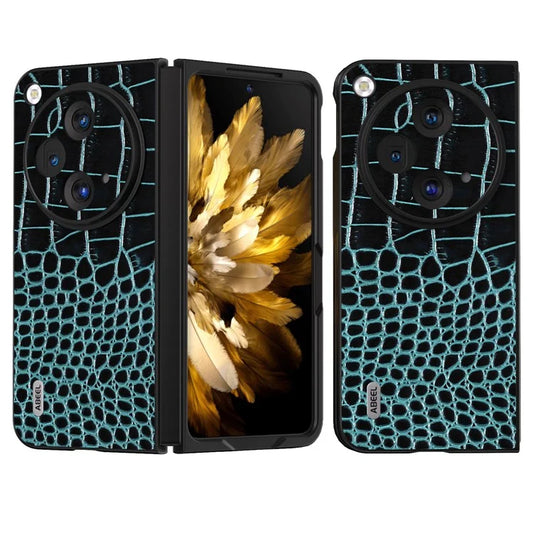 ABEEL For Oppo Find N3 5G Case Genuine Cow Leather Crocodile Texture Back Cover