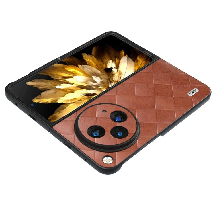ABEEL For Oppo Find N3 5G Case PU Leather Grid Texture Shockproof Phone Cover