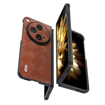 ABEEL For Oppo Find N3 5G Case PU Leather Grid Texture Shockproof Phone Cover