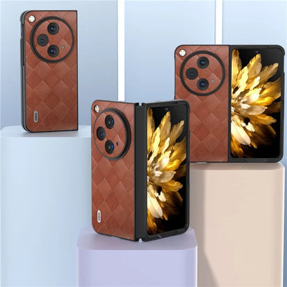 ABEEL For Oppo Find N3 5G Case PU Leather Grid Texture Shockproof Phone Cover