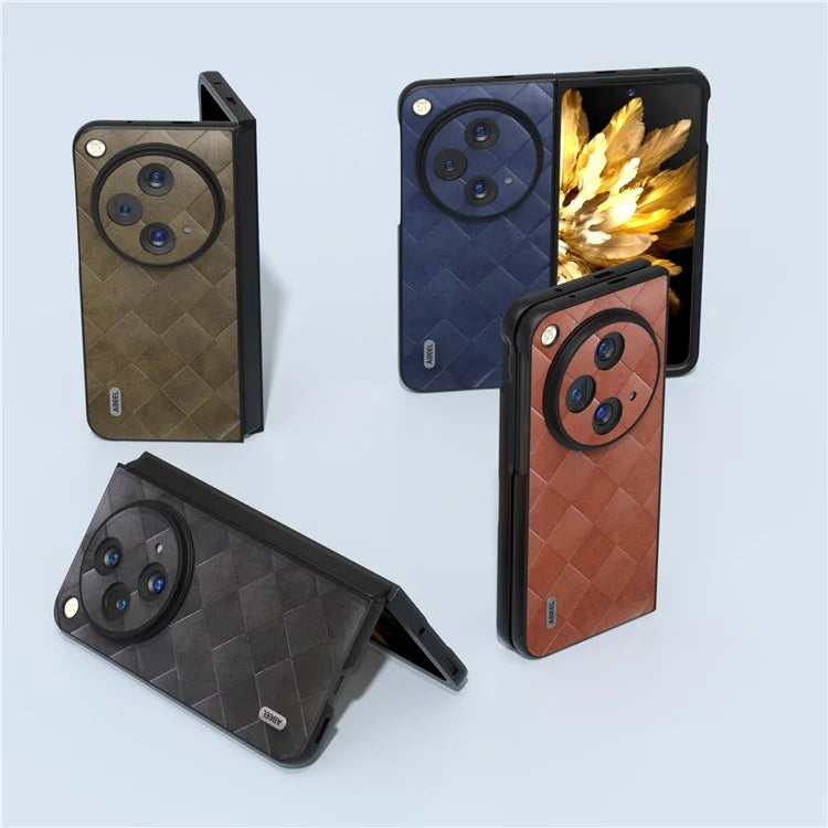 ABEEL For Oppo Find N3 5G Case PU Leather Grid Texture Shockproof Phone Cover