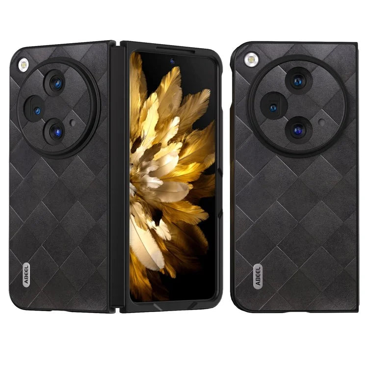 ABEEL For Oppo Find N3 5G Case PU Leather Grid Texture Shockproof Phone Cover