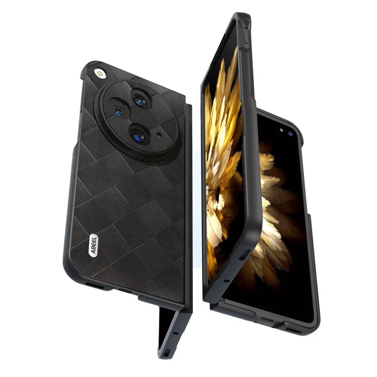 ABEEL For Oppo Find N3 5G Case PU Leather Grid Texture Shockproof Phone Cover