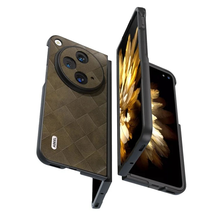 ABEEL For Oppo Find N3 5G Case PU Leather Grid Texture Shockproof Phone Cover
