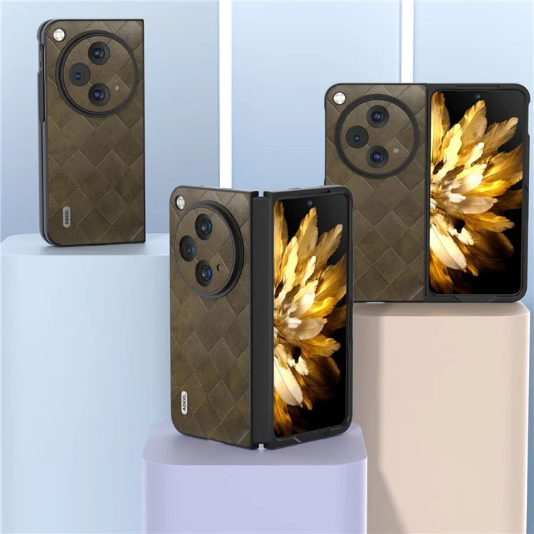 ABEEL For Oppo Find N3 5G Case PU Leather Grid Texture Shockproof Phone Cover