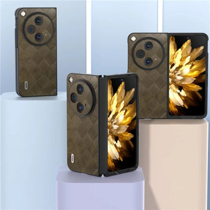 ABEEL For Oppo Find N3 5G Case PU Leather Grid Texture Shockproof Phone Cover