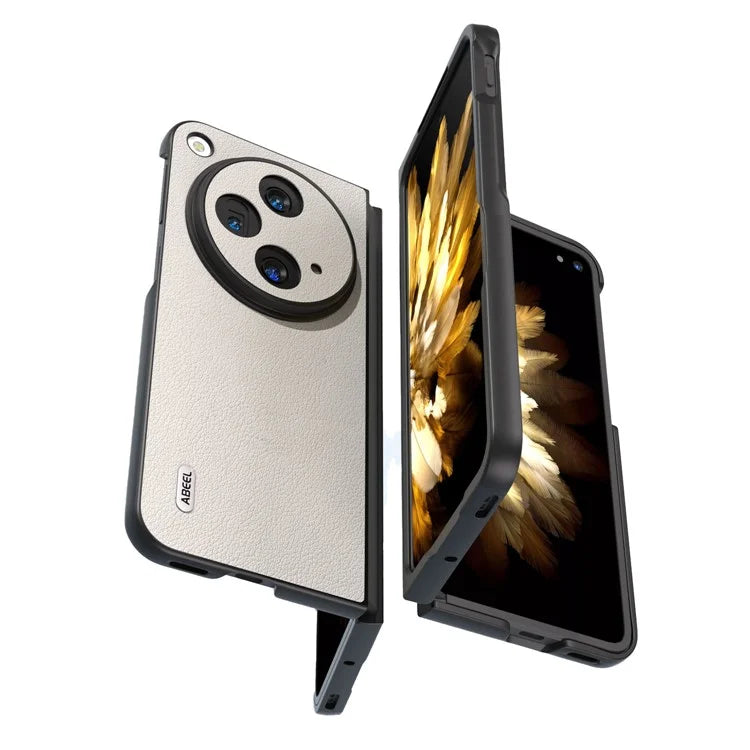 ABEEL For Oppo Find N3 5G Case Textured Genuine Cow Leather Protective Cover