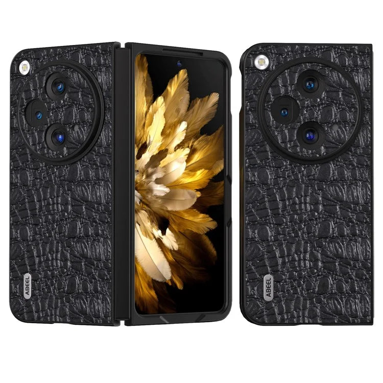 ABEEL For Oppo Find N3 5G Case Genuine Cow Leather Canopy Texture Phone Back Cover
