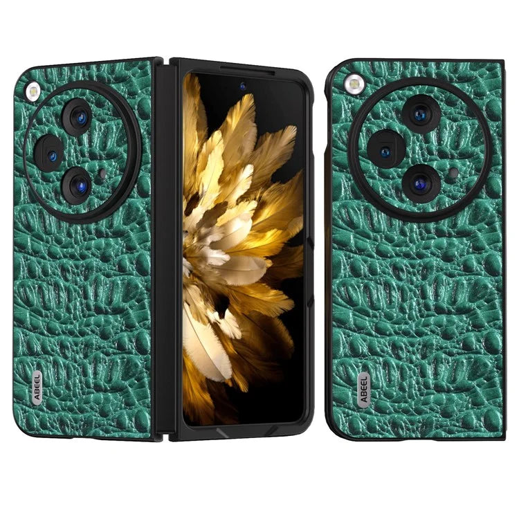 ABEEL For Oppo Find N3 5G Case Genuine Cow Leather Canopy Texture Phone Back Cover