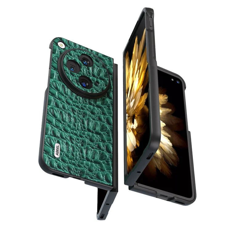 ABEEL For Oppo Find N3 5G Case Genuine Cow Leather Canopy Texture Phone Back Cover