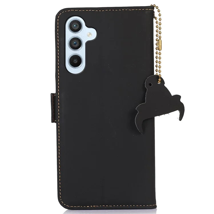 For Samsung Galaxy A25 5G (Global) (161.0 x 76.5 x 8.3mm) Case Genuine Cow Leather RFID Blocking Cover