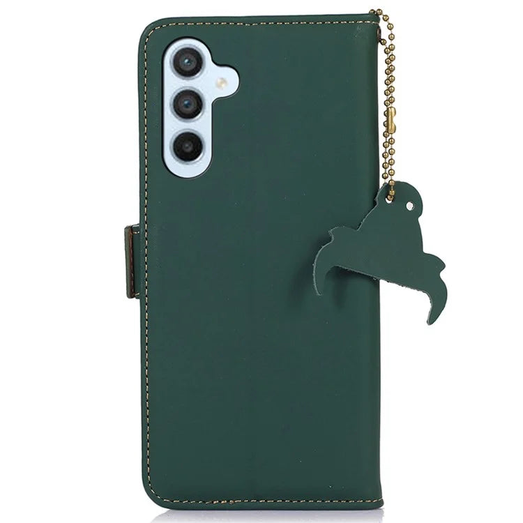 For Samsung Galaxy A25 5G (Global) (161.0 x 76.5 x 8.3mm) Case Genuine Cow Leather RFID Blocking Cover