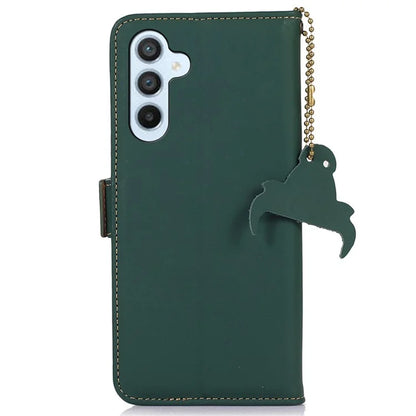 For Samsung Galaxy A25 5G (Global) (161.0 x 76.5 x 8.3mm) Case Genuine Cow Leather RFID Blocking Cover
