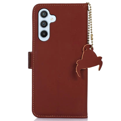 For Samsung Galaxy A25 5G (Global) (161.0 x 76.5 x 8.3mm) Case Genuine Cow Leather RFID Blocking Cover