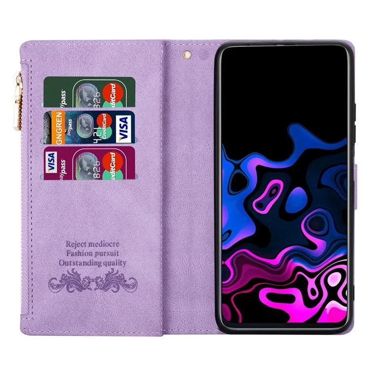 For Samsung Galaxy A15 4G Case Lines Imprinted Leather Wallet Phone Cover
