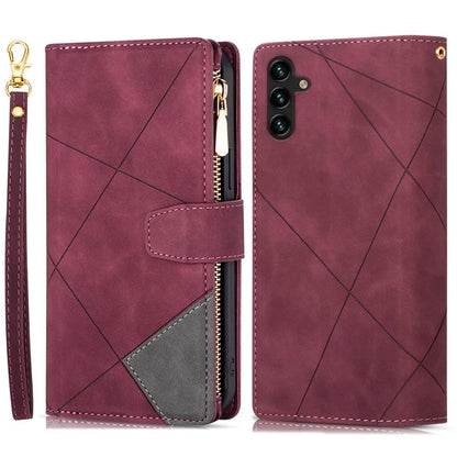 For Samsung Galaxy A15 4G Case Lines Imprinted Leather Wallet Phone Cover