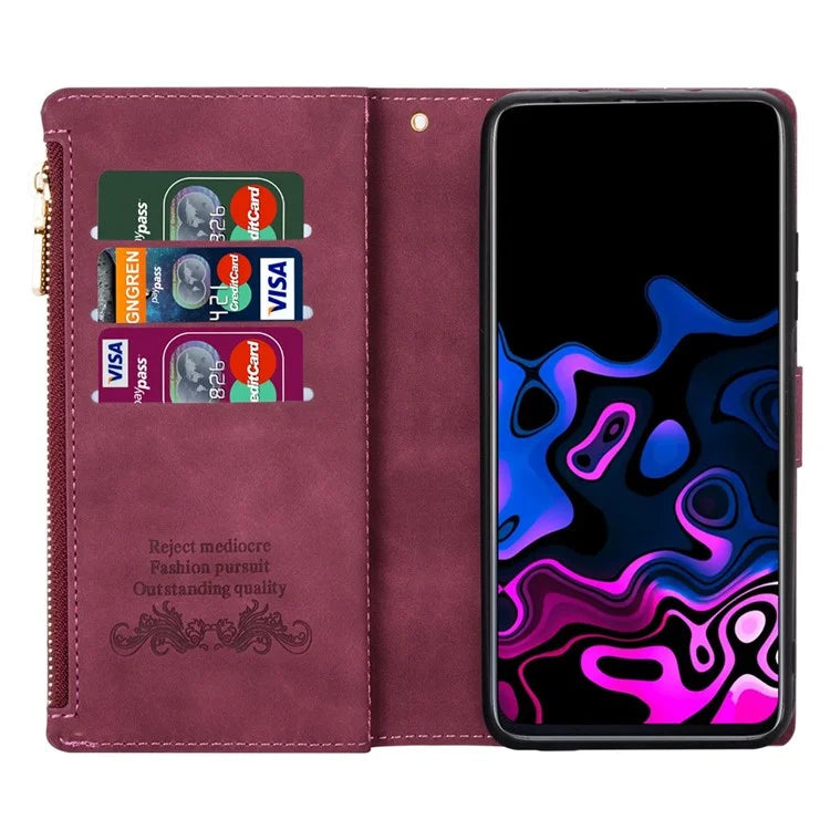 For Samsung Galaxy A15 4G Case Lines Imprinted Leather Wallet Phone Cover