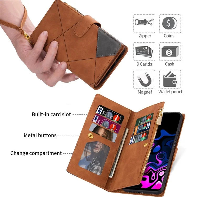 For Samsung Galaxy A15 4G Case Lines Imprinted Leather Wallet Phone Cover