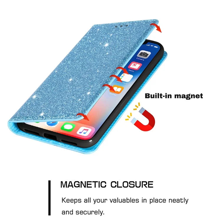 For Samsung Galaxy A05s 4G Case Glittery PU Leather Stand Phone Cover