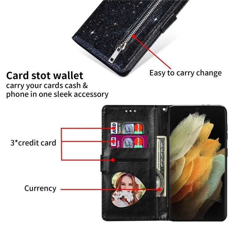 For Samsung Galaxy A05s 4G Case Zipper Pocket Leather Cover with Wallet