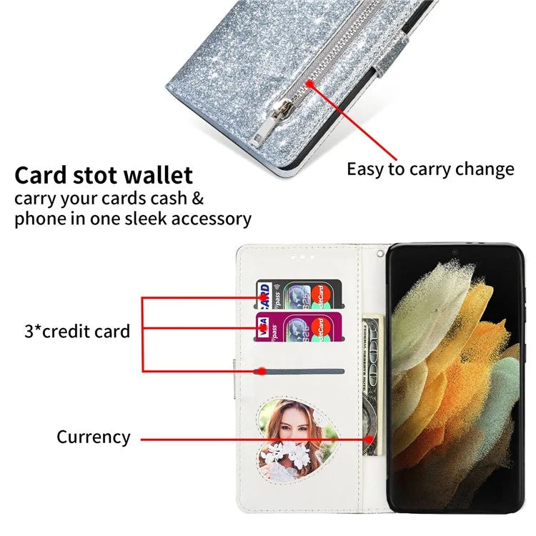 For Samsung Galaxy A05s 4G Case Zipper Pocket Leather Cover with Wallet