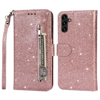 For Samsung Galaxy A05s 4G Case Zipper Pocket Leather Cover with Wallet Gold