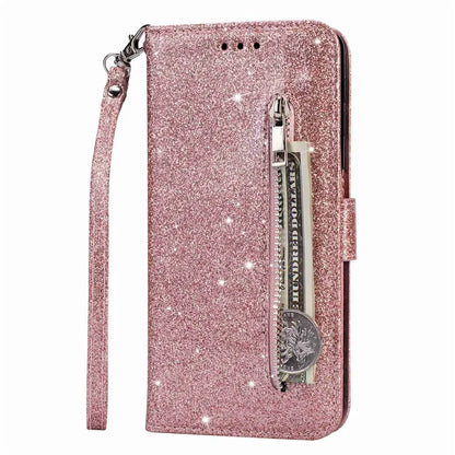 For Samsung Galaxy A05s 4G Case Zipper Pocket Leather Cover with Wallet Gold