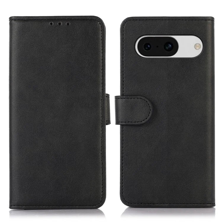For Google Pixel 8a Case Cowhide Texture PU Leather Shell Phone Stand Cover Wallet