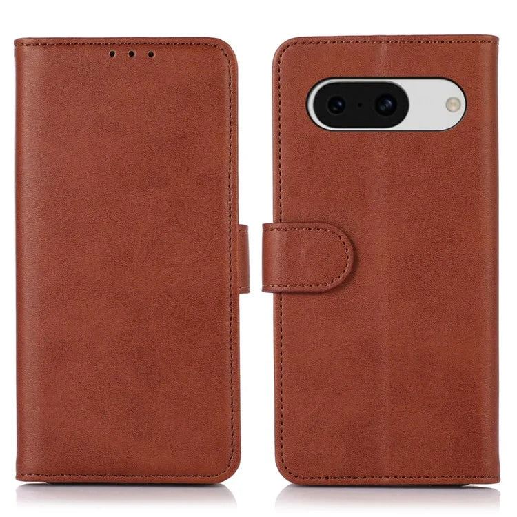 For Google Pixel 8a Case Cowhide Texture PU Leather Shell Phone Stand Cover Wallet