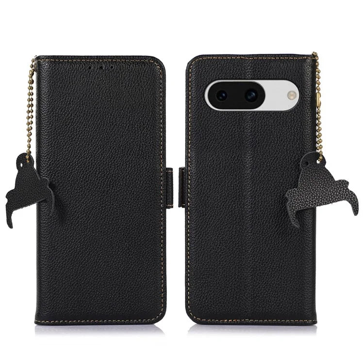 For Google Pixel 8a Case Genuine Cow Leather Phone Cover with RFID Blocking