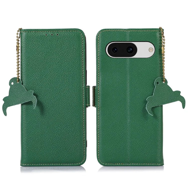 For Google Pixel 8a Case Genuine Cow Leather Phone Cover with RFID Blocking