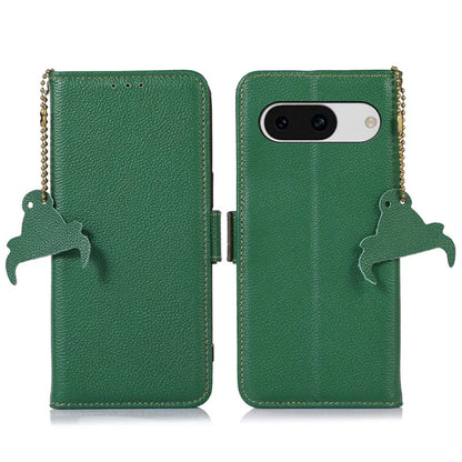 For Google Pixel 8a Case Genuine Cow Leather Phone Cover with RFID Blocking